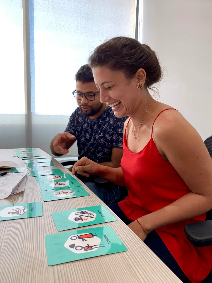 Personas trabajando con las cartas y mapas de estrategia